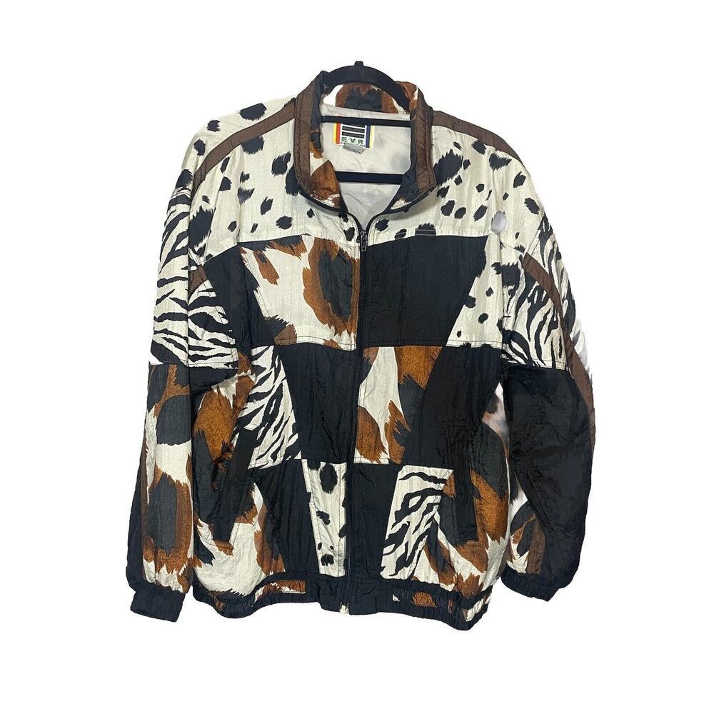 Vintage 90’s EVR‎ Animal Print Patchwork Windbreaker Size Large